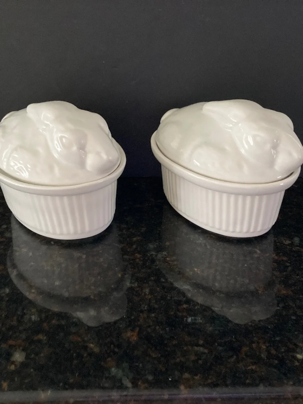 California Pottery White Rabbit Casserole Dish/Individual Size/2 Available/NEW!